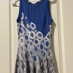 Nic+Zoe fit & flare Sleeveless print ribbed  Dress zip back size XS